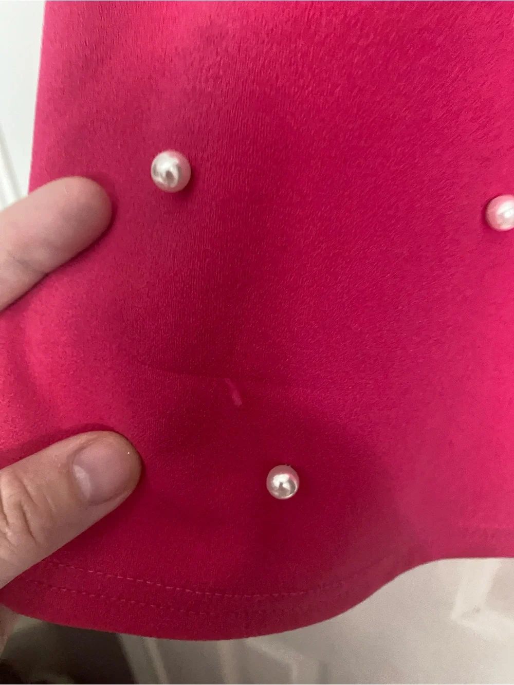 SHEIN Fuchsia Pearl-Accent Ruffle Sleeve Blouse